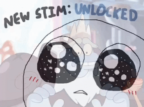 A Drawing Of A Cartoon Character With The Words " New Stim : Unlocked " Below It GIF