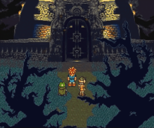A Drawing Of A Castle With A Full Moon Behind It GIF