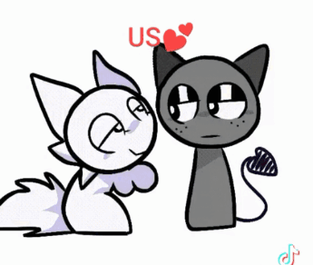 A Drawing Of A Cat And A Fox With The Words Us Above Them GIF