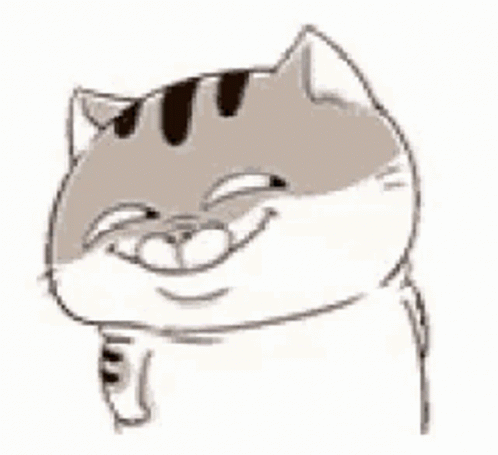 A Drawing Of A Cat Making A Funny Face With Its Mouth Open . GIF