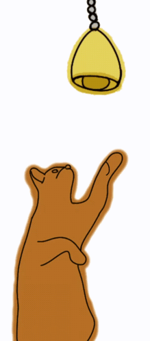 A Drawing Of A Cat Reaching Up To A Bell GIF