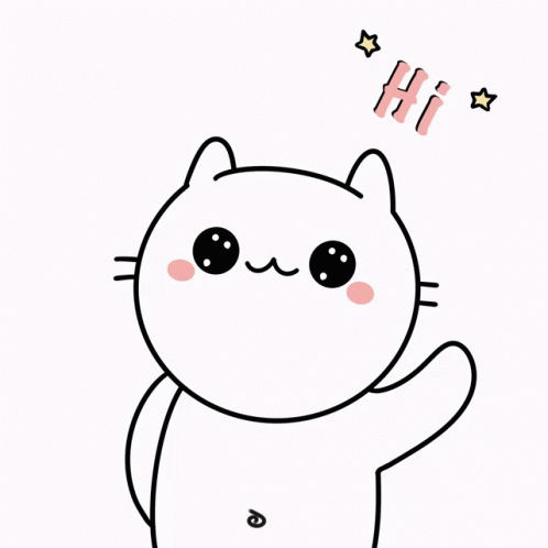 A Drawing Of A Cat That Says Hi GIF