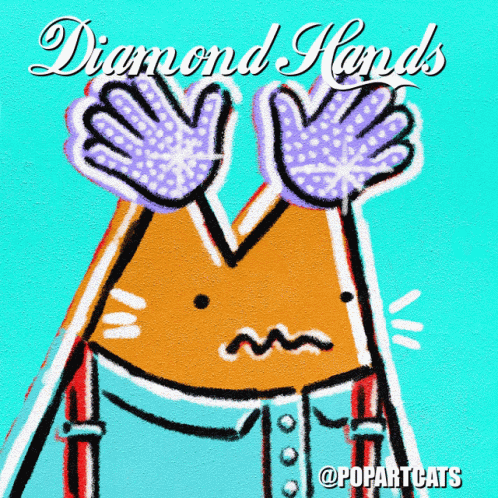 A Drawing Of A Cat Wearing Diamond Hands GIF