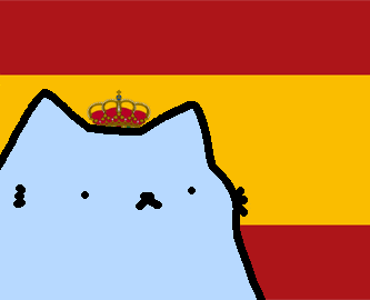 A Drawing Of A Cat With A Crown And The Words Vamos In White Letters GIF