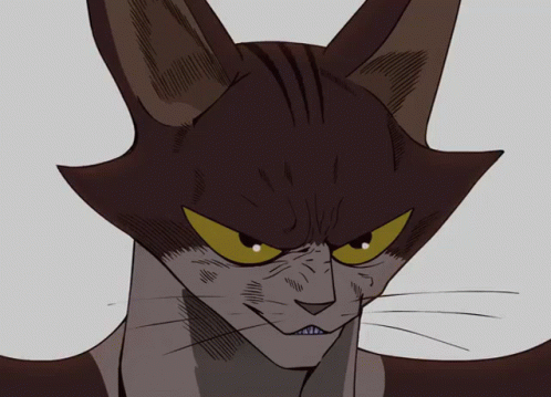 A Drawing Of A Cat With A Very Angry Look On Its Face GIF