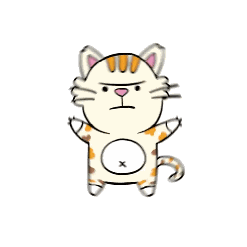 a drawing of a cat with an x in its belly