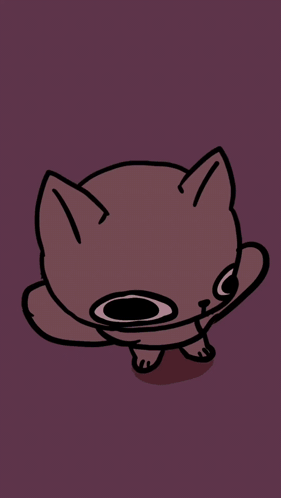 A Drawing Of A Cat With Big Eyes And A Black Nose GIF