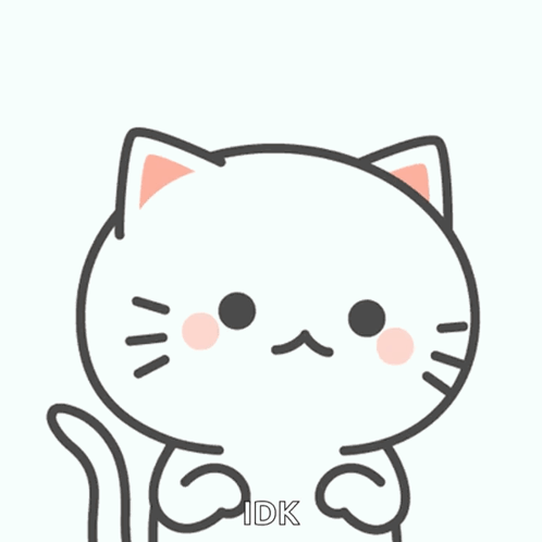A Drawing Of A Cat With Question Marks On Its Head And The Word Idk Below It GIF