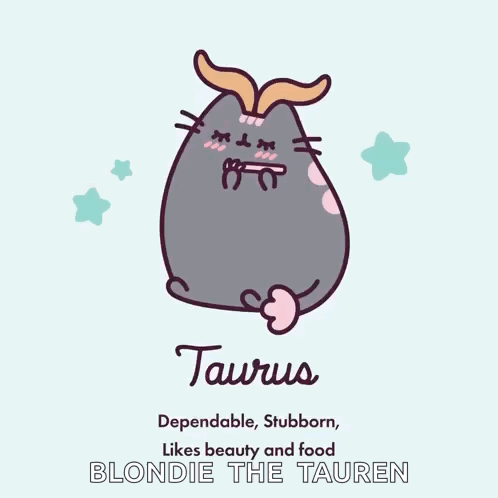 A Drawing Of A Cat With The Taurus Sign On It GIF