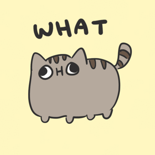 A Drawing Of A Cat With The Word What Written On It GIF
