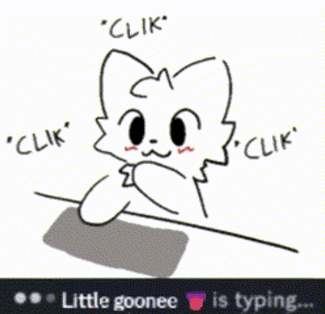 a drawing of a cat with the words " clik " and " clik " written on it