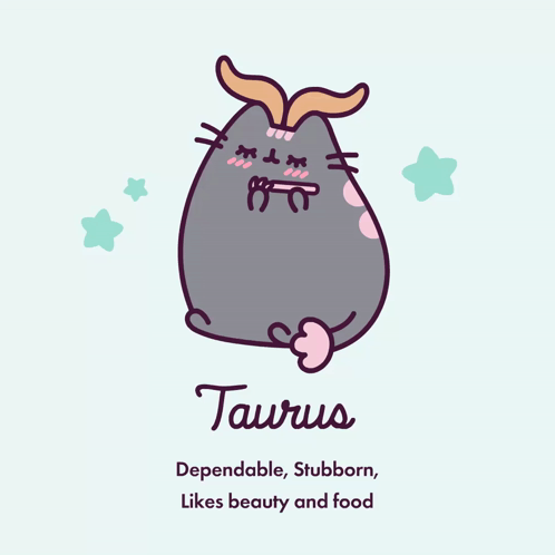 A Drawing Of A Cat With The Zodiac Sign Taurus On It GIF