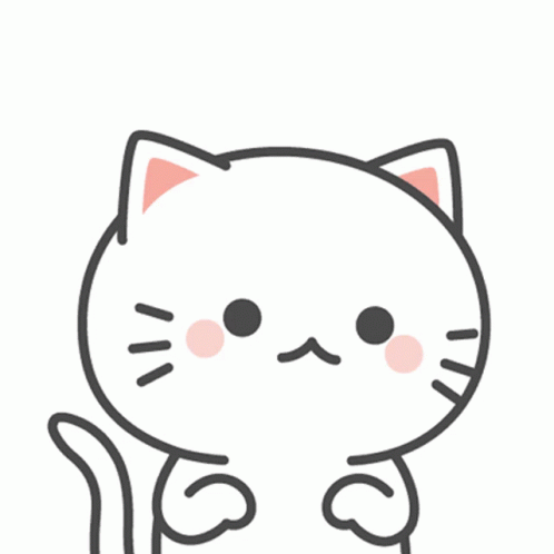 A Drawing Of A Cat With Three Pink Question Marks Above Its Head GIF