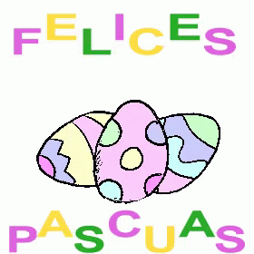 A Drawing Of A Chick Coming Out Of An Easter Egg With The Words Felices Pascuas Written Below It GIF