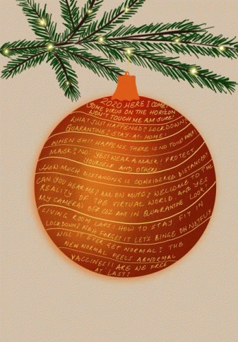 A Drawing Of A Christmas Ornament With The Year 2020 On It GIF