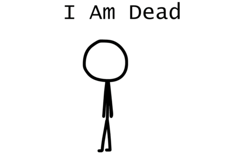 A Drawing Of A Circle With The Words I Am Dead Underneath It GIF
