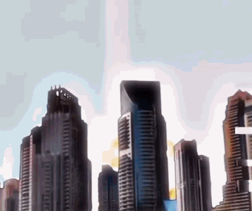 A Drawing Of A City Skyline With A Few Buildings Missing GIF