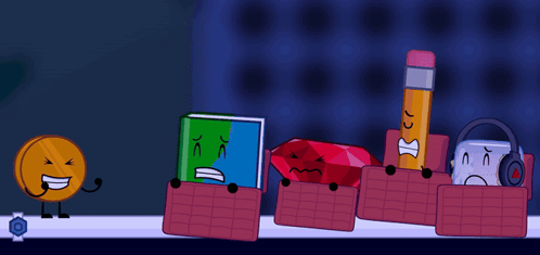 A Drawing Of A Coin A Book A Pencil A Headphones And A Ruby GIF