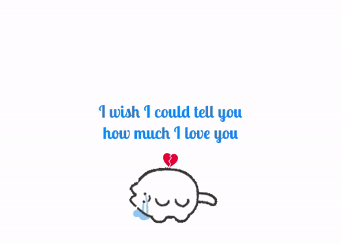 A Drawing Of A Crying Cat With The Words " I Wish I Could Tell You How Much I Love You " GIF