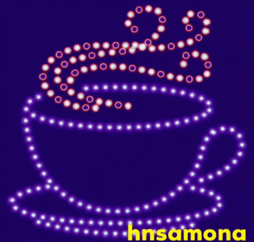 A Drawing Of A Cup Of Coffee With The Name Hnsamona Underneath GIF