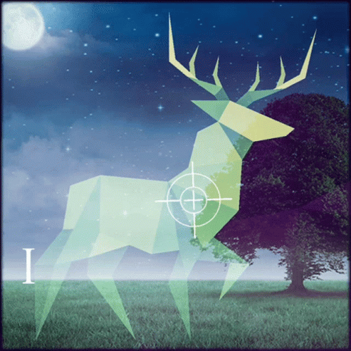 A Drawing Of A Deer With A Crosshair On It GIF