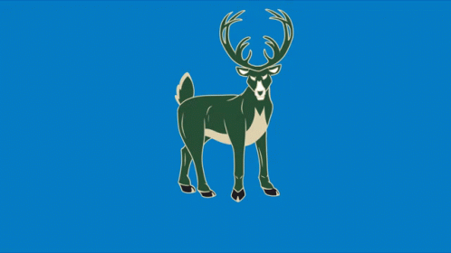 A Drawing Of A Deer With Antlers And A Blue Background GIF