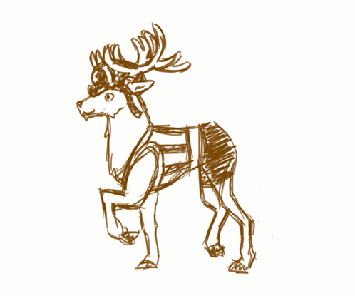 A Drawing Of A Deer With Antlers And A Striped Shirt GIF