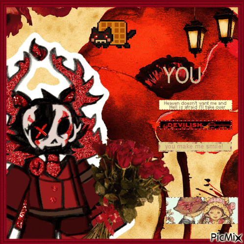 A Drawing Of A Demon With The Words " You " Written On It GIF