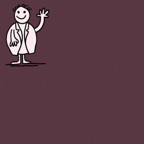A Drawing Of A Doctor With The Words Hello Vaccine Goodbye Covid GIF