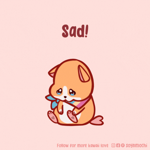 A Drawing Of A Dog With The Words Sad Written Above It GIF
