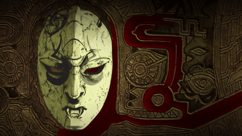 A Drawing Of A Face With A Red Eye And The Letter S In The Corner GIF
