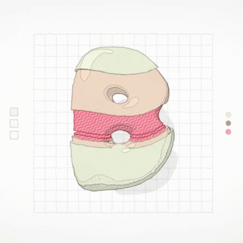 A Drawing Of A Face With Different Layers Of Fabric On It GIF
