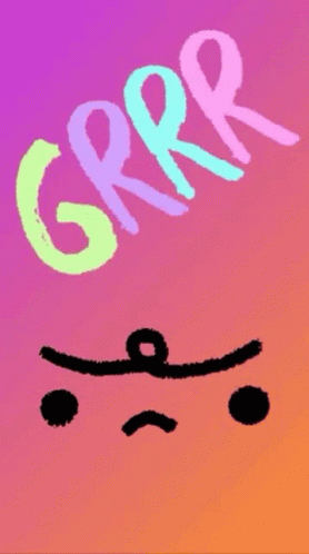 A Drawing Of A Face With The Words Grrr Written Above It GIF