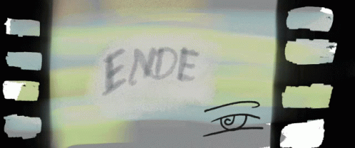 A Drawing Of A Film Strip With The Word Ende On It GIF