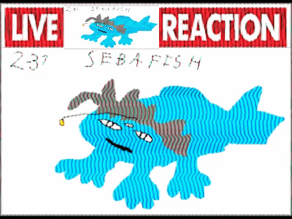 A Drawing Of A Fish With A Fishing Rod And The Words Live Reaction GIF