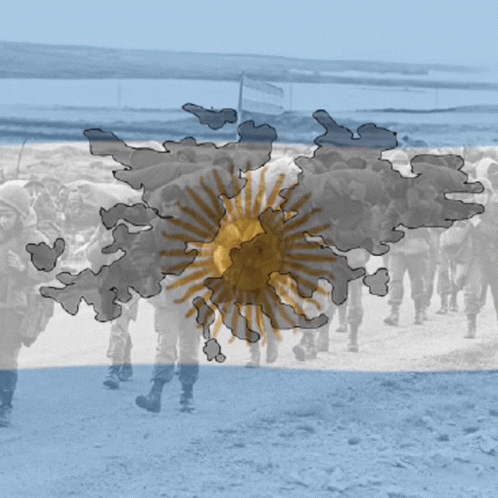 A Drawing Of A Flag With A Sun In The Middle GIF
