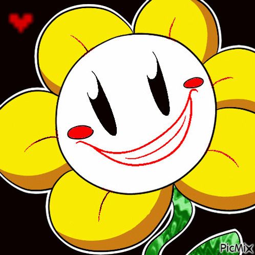 A Drawing Of A Flower With A Smiley Face And A Heart In The Background GIF