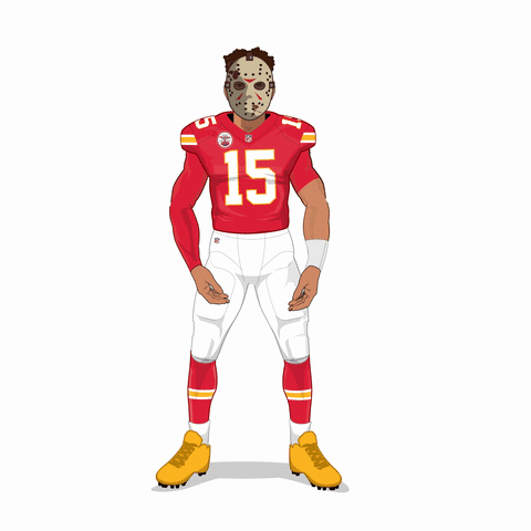 A Drawing Of A Football Player Wearing A Mask And The Number 15 GIF