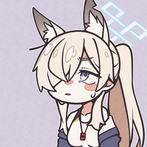 A Drawing Of A Fox Girl With A Ponytail GIF