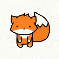 A Drawing Of A Fox With A White Tail On A White Background . GIF