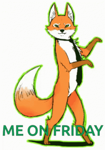 A Drawing Of A Fox With The Words Me On Friday Written Below It GIF