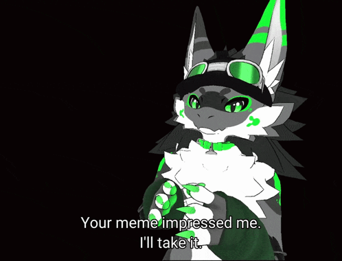 A Drawing Of A Furry Character Saying Your Meme Impressed Me GIF