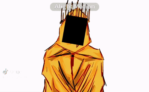A Drawing Of A Ghost With A Hood And A Crown On A Yellow Background . GIF