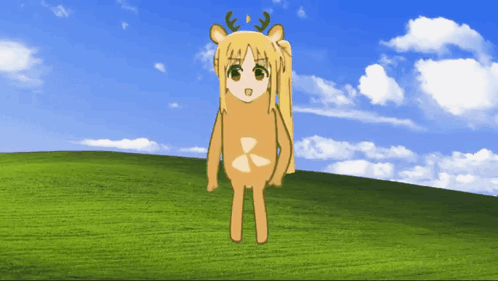 A Drawing Of A Girl Dressed As A Deer With Antlers GIF