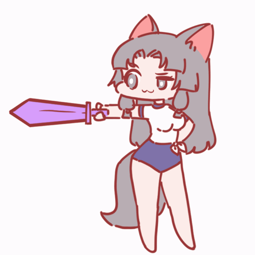 A Drawing Of A Girl Holding A Sword GIF