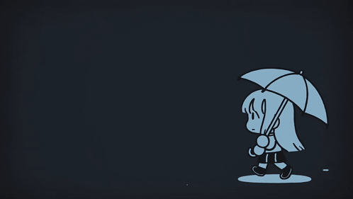 A Drawing Of A Girl Holding An Umbrella In The Dark GIF