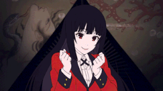 A Drawing Of A Girl In A Red Suit With Black Hair GIF