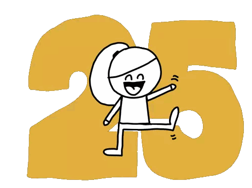 a drawing of a girl in front of a number 25