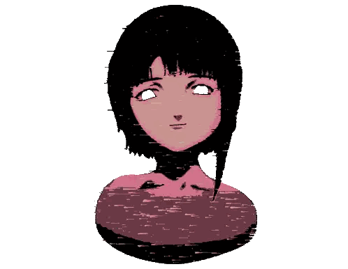 a drawing of a girl 's face with glowing eyes