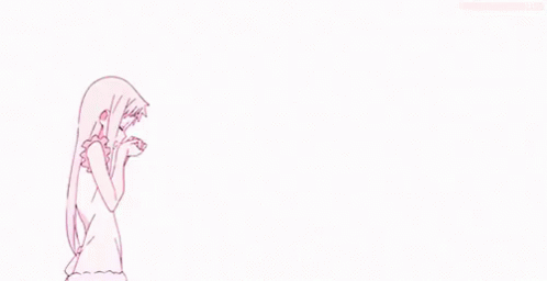 A Drawing Of A Girl Surrounded By Pink Flowers On A White Background GIF